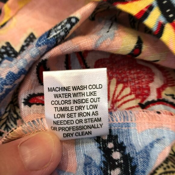 Linen Blend Hester & Orchard Size XL 3/4 sleeve Pink Floral Boho Top Shirt - Picture 9 of 10